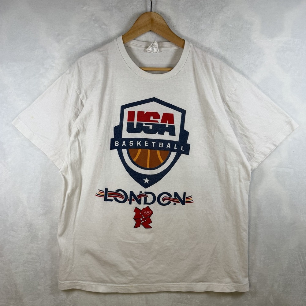USA Dream Team 2012 Olympic London Basketball White Tshirt Men's Size XL